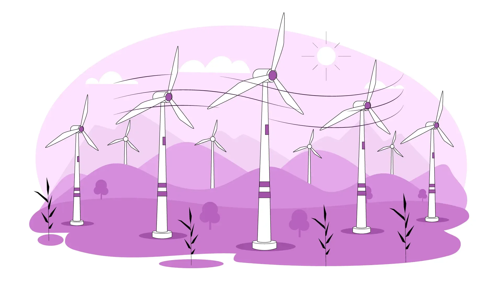 Sustainable Wind Energy 2D Vector Illustration for Green Power